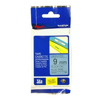 Brother Tze-521 Black on Blue Laminated Label Tape - 9mm x 8 Metres