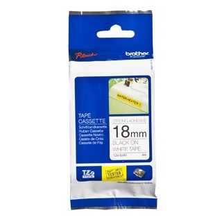 Brother TZe-S241 Black on White - Strong Adhesive Laminated Labelling Tape - 18mm x 8 Metres