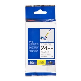 Brother TZe-FX251 Black on White Flexible Laminated Tape - 24mm x 8 Metres