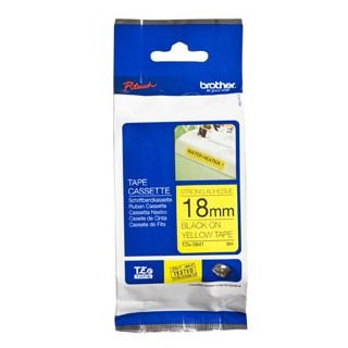 Brother TZe-S641 Black on Yellow - Strong Adhesive Laminated Labelling Tape - 18mm x 8 Metres