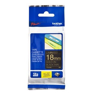 Brother TZe-344 Gold on Black Laminated Labelling Tape - 18mm x 8 Metres