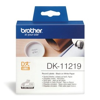 Brother DK-11219 White Round Label - 12mm Diameter, 1200 Labels Per Roll