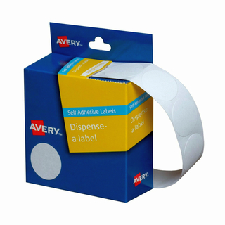 Avery Dispenser Dot Sticker Handwritable White 24mm - 550 Labels per Roll