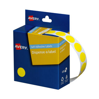 Avery Dispenser Dot Sticker Yellow 14mm - 1050 Labels per Roll