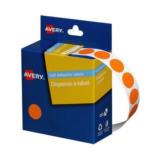 Avery Dispenser Dot Sticker Orange 14mm - 1050 Labels per Roll