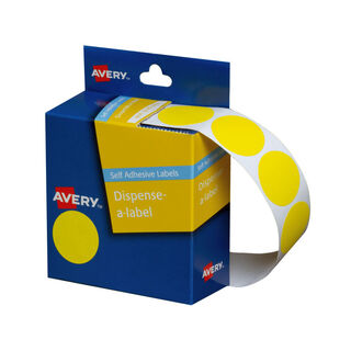 Avery Dispenser Dot Sticker Yellow 24mm - 500 Labels per Roll