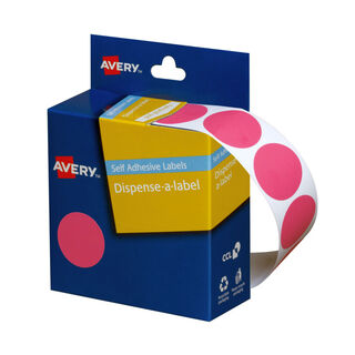 Avery Dispenser Dot Sticker Pink 24mm - 500 Labels per Roll