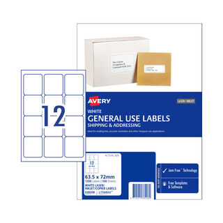 Avery General Use Label L7164GU 63.5x72mm - 12Up Pack 100