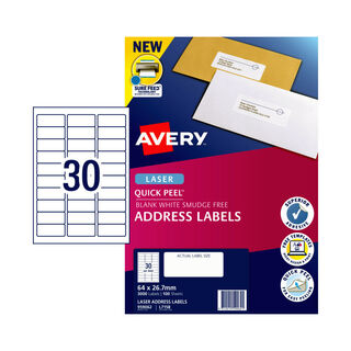 Avery Laser Label Quick Peel Address L7163 99.1x38.1mm - 14Up Pack 20