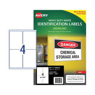 Avery Laser Label Heavy Duty White L7069 99.1x139mm - 4Up Pack 25