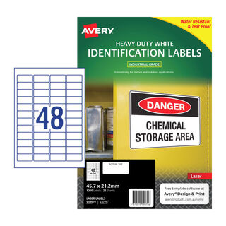 Avery Laser Label Heavy Duty White L4778 45.7x21.2mm - 48Up Pack 25