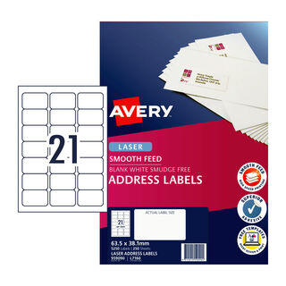 Avery Laser Label L7160 63.5x38.1mm - 21Up Pack 250