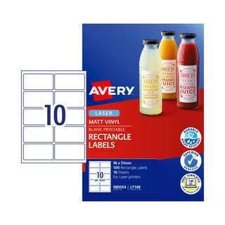 Avery Laser Label Rectangle L7148 96 x 51mm - 10Up Pack 100