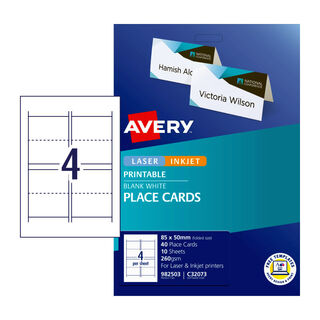 Avery Label Folded Placecard C32073 85 x 50mm - 4Up Pack 10