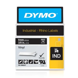 Dymo Rhino Vinyl 9mm x 5.5m Tape Black