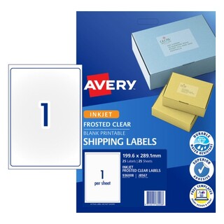 Avery Inkjet Label Clear J8567 1UP Pk25 Bx5